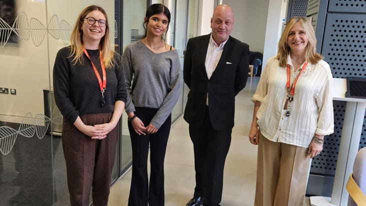 Naeya Mistry, David Curry, Katherine Platt and Anne Crean pictured at the Institute of Physics in London